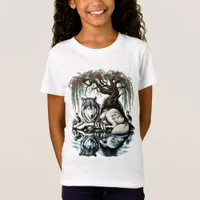 Serene Wolf Family Oasis in Idyllic Nature T-Shirt