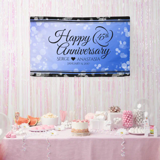 Elegant 45th Sapphire Wedding Anniversary Banner