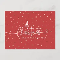 Modern Nordic-Style Red and White Holiday Postcard