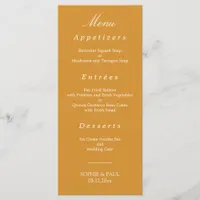 Elegant Golden Orange Wedding Menu