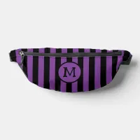 Halloween Purple Black Witch Striped Monogram Fanny Pack