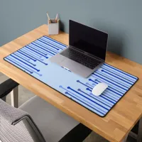 Modern stripe pattern on pale blue  desk mat