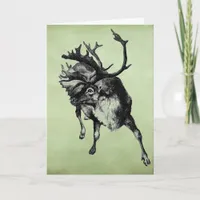 Vintage Reindeer Christmas Themed Holiday Card