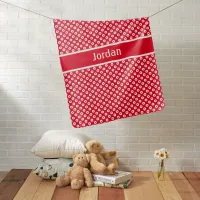 Personalized Central Stripe Red Polka-Dotted Baby Blanket