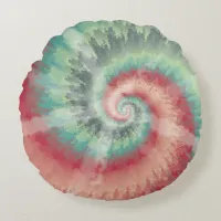 Christmas Colors Tie Dye Round Throw Pillow