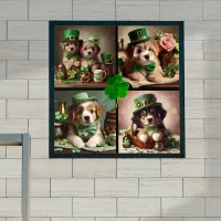 St Patrick's Day Cute Irish Puppies Green Party Poster