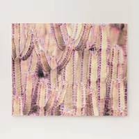 Blush Rose Quartz Pink Cactus Jigsaw Puzzle