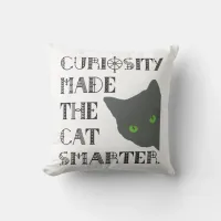 Curiosity and the Cat Throw Pillow