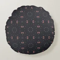 Stars And Unique Spaceship Pattern Round Pillow