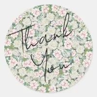 Elegant Floral Embrace Wedding Classic Round Sticker