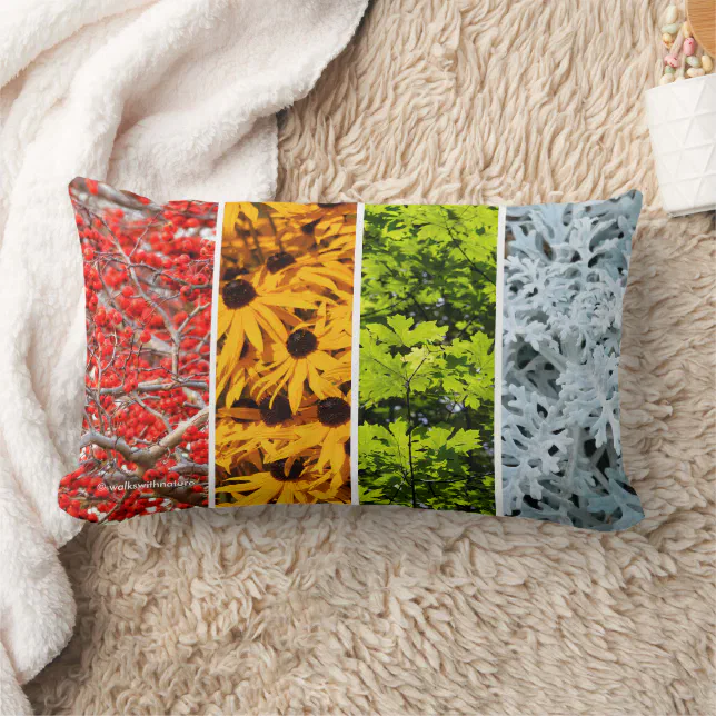 Colors of the Changing Seasons Quadriptych Lumbar Pillow