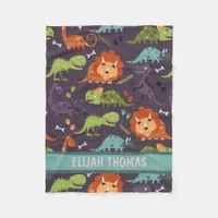 Baby Dinosaurs Dino Boys Personalized Monogram Fleece Blanket