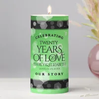 Elegant 20th Emerald Wedding Anniversary Pillar Candle