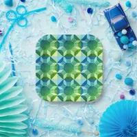 Paper Plate - Quilt Pattern in Green and Blue