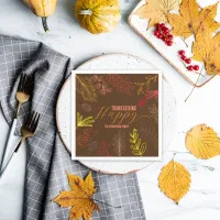Autumn Leaves Branches and Berries Thanksgiving Napkins