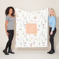 Sunny Wildflower Wedding Peach ID1023 Fleece Blanket