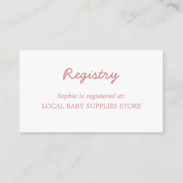 Minimal Blush Pink Baby Shower Registry Enclosure Card