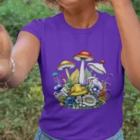 Whimsical Magical Mushrooms and Flowers T-Shirt