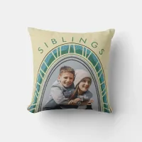 Arch Siblings Patterns Aqua Green Neutral Photo Throw Pillow