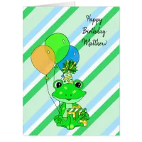 Jumbo Personalized Frog Themed Boy's Birthday Card