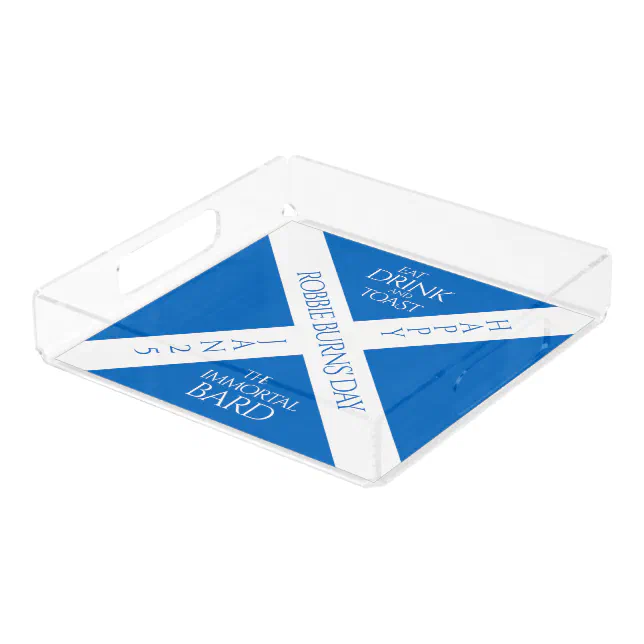 Eat Drink and Toast Robbie Burns Scottish Flag Acrylic Tray