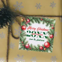 Festive Pine Garland Christmas Greetings Favor Tags