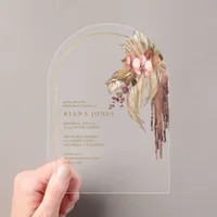 Boho Oasis Wedding Floral Bridal Shower ID959 Acrylic Invitations