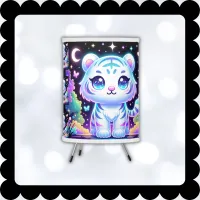 Cute Kids Holographic White Tiger | Tripod Lamp