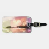 Santa Monica Pier - Sparkling Pink Photo Edit Luggage Tag