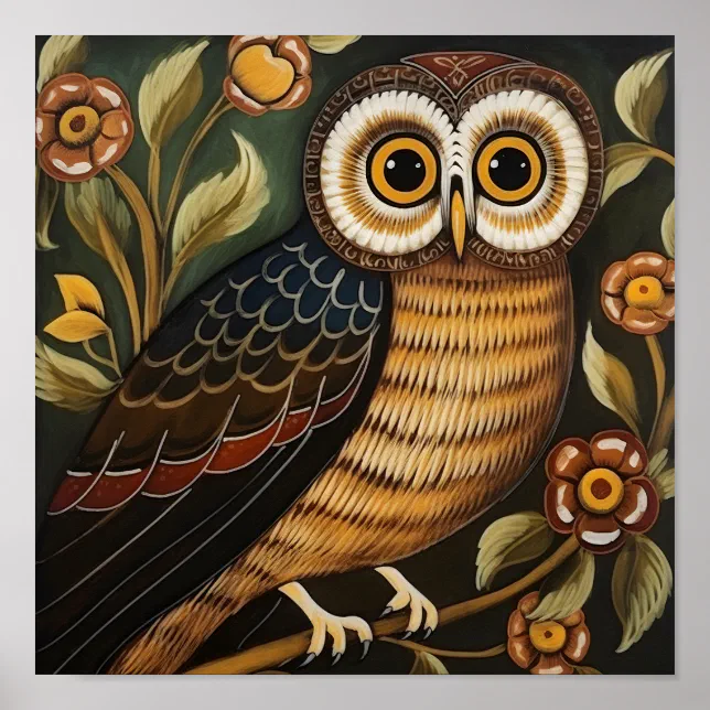 Ethnic Style Owl Art Poster