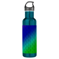 Diag Rainbow Gradient Floral Pattern Blue Green Water Bottle