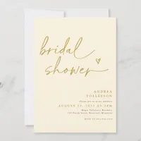 Modern Bridal Shower Invitation Gold and Cream