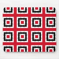 Red & Black Modern Trendy Geometric Pattern Mouse Pad