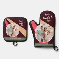 Food, Family & Fun Abstract Modern Photo Oven Mitt & Pot Holder Set