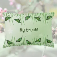 Green butterfly on light green  - romantic     accent pillow