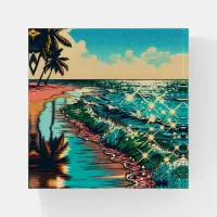 Beautiful Comic Pop Art Style Beach Scene Paperweight