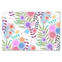 Cute Girly Pastel Flowers and Leaves Pattern Tissue Paper