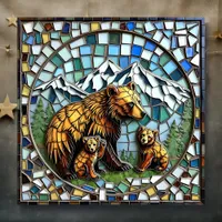 Mosaic Tile Bear Illustration Wildlife Art