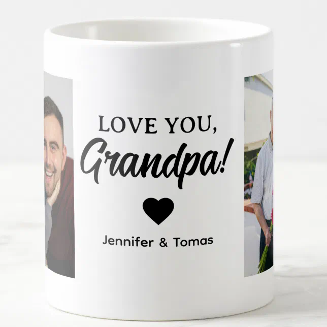 Love You Grandpa | Personalized Text | Two Photo Coffee Mug