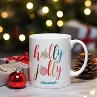 Christmas Whimsical Colorful Holiday Name Coffee Mug