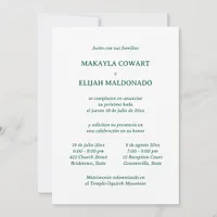 Minimalist Green Spanish-English Two Reception Invitation