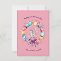 Cute Colorful Watercolor Unicorn Birthday Thank You Card