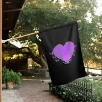 Elegant, Romantic Purple Heart with Flourish  House Flag