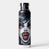 Vampire with Gold Fangs Full Moon Halloween Party Water Bottle