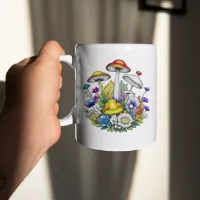 Personalized Whimsical Magical Mushrooms Flowers Coffee Mug