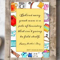 Happy Mothers Day Gift Funny Quotes Laundry Peach  Holiday Card