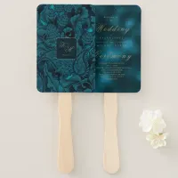 Formal Paisley Wedding Dark Teal ID767 Hand Fan