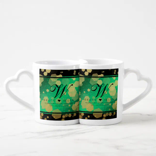 Elegant 19th Jade Wedding Anniversary Celebration Coffee Mug Set