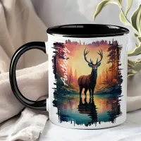 Majestic Deer at Sunset Lake Reflection Mug