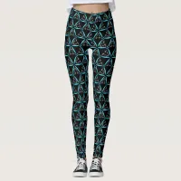 *~* Turquoise and Black All Over Pattern Leggings